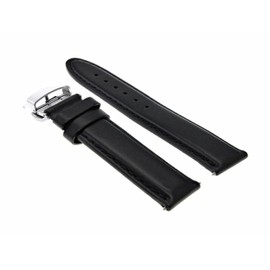 Ewatchparts 18mm Leather Watch Band Strap Smooth Deployment Clasp Compatible With Omega Speedmaster Black #2
