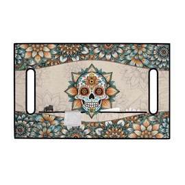 Suobstales Boho Mandala Sugar Skull Print Universal Golf Cart Seat Towel Blanket Covers with 4 Pockets, Non-Slip Golf Cart Seat Covers Compatible with EZGO, Club Car and More 2-Seat Golf Carts