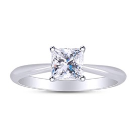 AFFY Princess Zirconia Crystal in 14K Gold Plated Solitaire Engagement Rings (6x6mm) Ring Size-5