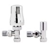 iBathUK | Thermostatic Chrome Angled Towel Radiator Valves TRV 15mm