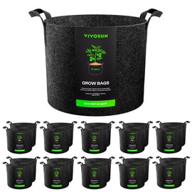 VIVOSUN 20-Pack 10 Gallon Grow Bags, Heavy Duty Thickened Nonwoven Fabric Pots with Handles for Flowers Fruits and Vegetables Black