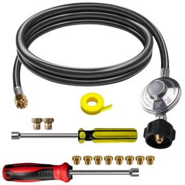 Propane Conversion Kit from NG to LP Fit For Weber SUMMIT 670 - SUMMIT 660 or the - - SUMMIT 650 Models - 5' Propane Hose and Regulator Assembly - PreDrilled Orifices for ALL Burners Included