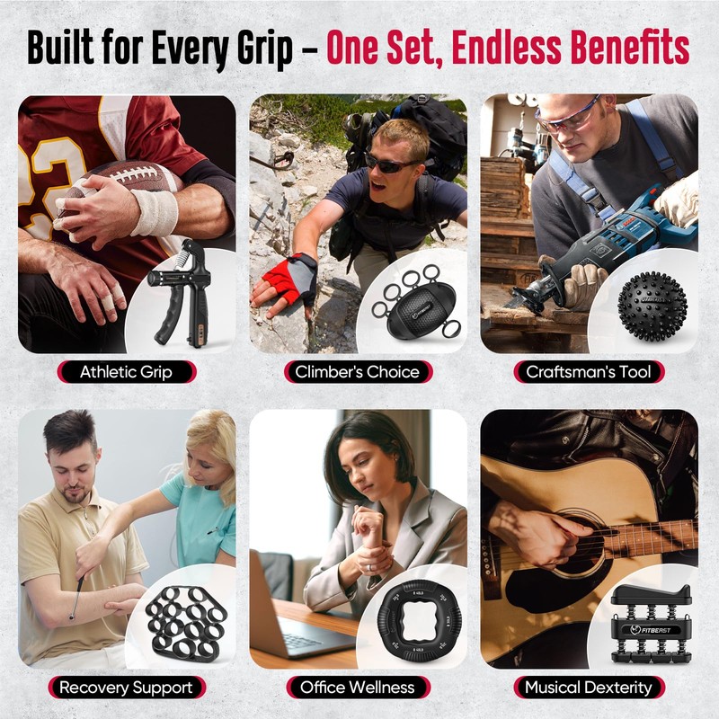 FitBeast Grip Strength Trainer, Hand Gripper Strengthener Kit - 6