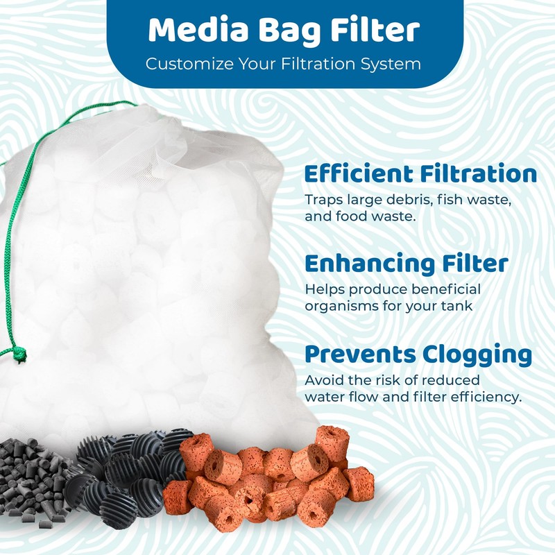 SunGrow Catappa Leaf Filter Bags, 10 Mesh Bags for Carbon