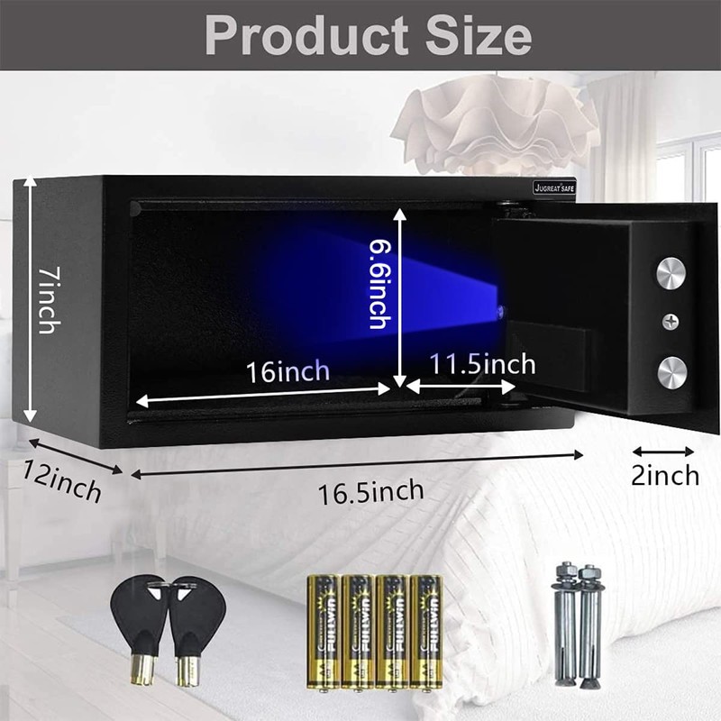 JUGREAT Safe Box with Sensor Light,Electronic Digital Security Safe Steel