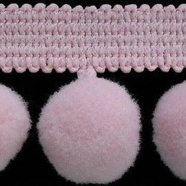XL 2cm Pom Pom Bobble Trim Fringe Pompom Trimming Cushions Curtains Home Decor Sewing Craft Projects - Baby Pink - Per Metre
