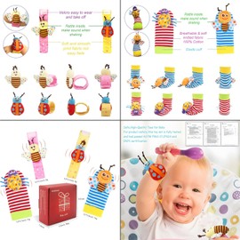 Baby Rattles Toys for 0-12 Month, Infant Girl Boy Toys for Babies 3-6 Months, Newborn Hand & Foot Toys for 0 to 9 Months, Baby Shower Gifts Set with Wrist Rattle Socks