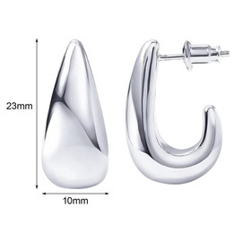 Chunky Earrings for Women, Thick Hoop Earrings for Women, 14K Gold-Plated Tear & Dome Shaped Thick Gold Hoop Earrings, Hypoallergenic, Jewellery Gifts for Women, Copper, No Gemstone