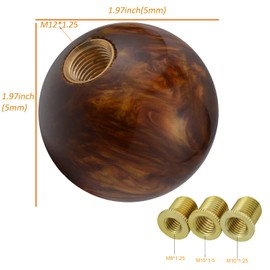 Arenbel Car Gear Shifter Lever Knob Polished Ball Shift Stick Handle Replacement Fit Most Manual Auto Vehicles, Brown
