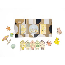 COTTON TWIST Kids Make Your Own Beach Scene Craft Kit with Wooden Pieces and Watercolour Pencils - Children Creative Activity Box for Boys and Girls