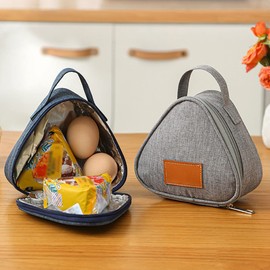 YUYAKESHI Rice Ball Case Cold Insulated Rice Ball Shaped Lunch Bag Insulated Rice Ball Case Triangle Lunch Bag Sandwich Mold Rice Ball Pouch 2 Pcs (Black)