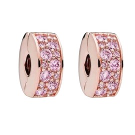 Annmors - Dijes de plata esterlina 925 para cadena de seguridad con clip, aptos para pulseras y collares, cuentas con circonia cúbica 5A, regalo para Navidad o Día de la Madre, para mujeres, Plata