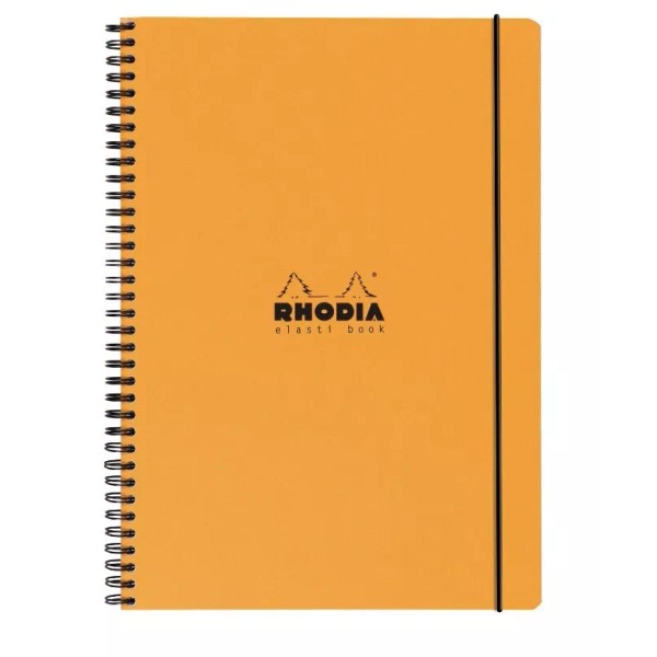 Rhodia Elasti Book, 9" x 11.75", Orange 8mm Lined MicroPerforate