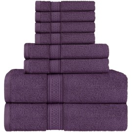 Utopia Towels Plum Towel Set, 2 Bath Towels, 2 Hand Towels, and 4 Washcloths, 600 GSM Ring Spun Cotton Highly Absorbent Towels for Bathroom, Shower Towel (Pack of 8)
