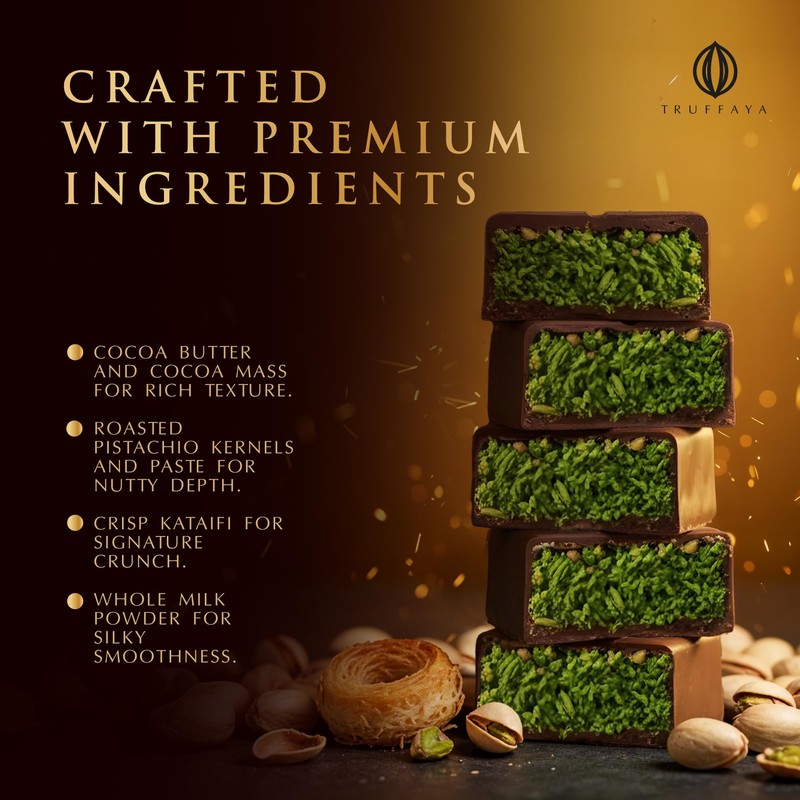 Truffaya Dubai Pistachio Kataifi Chocolate Bar - Premium Kunafa Style