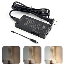 VST LED Power Supply, 100V-240V AC to 12V 22W DC, Low Voltage Transformer with 12V JST Ports, Control Unit for Strip and Under Cabinet Lights, ETL Listed, Black