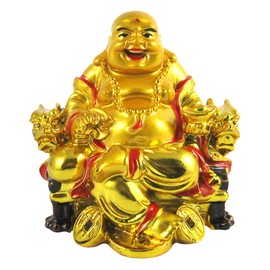 eshoppee Laughing Buddha Budha for Good Luck Laughing Buddha on Chair with Wealth Coins