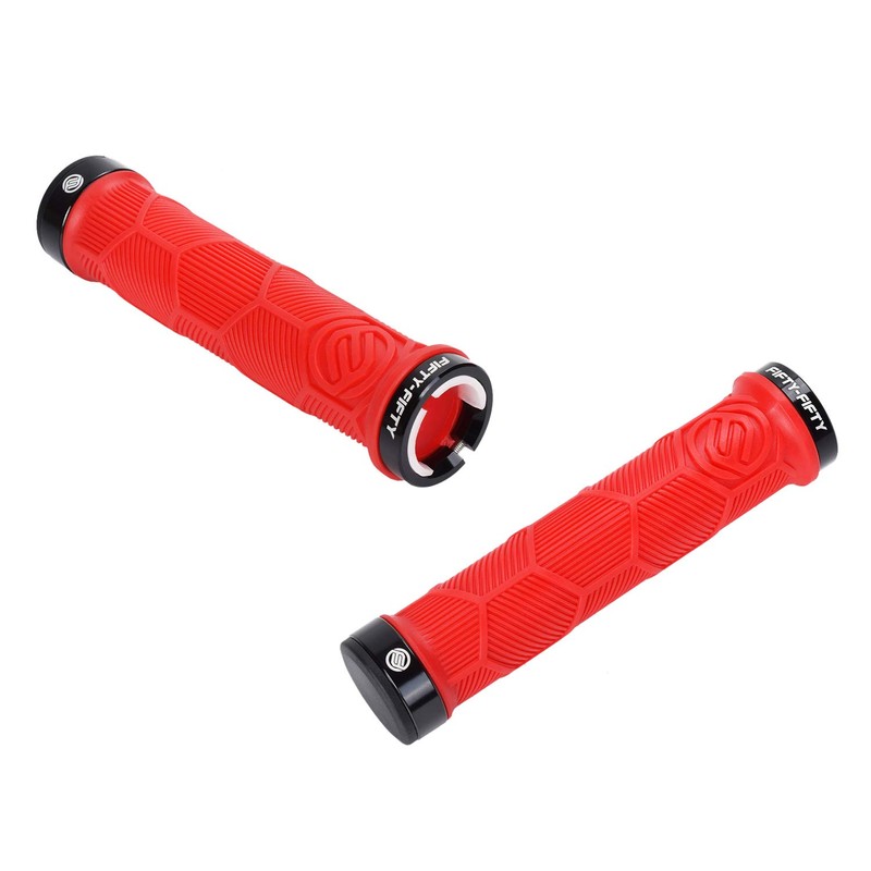 FIFTY-FIFTY Double Lock-On Mountain Bike Grips, Bicycle Handlebar Locking Grips,