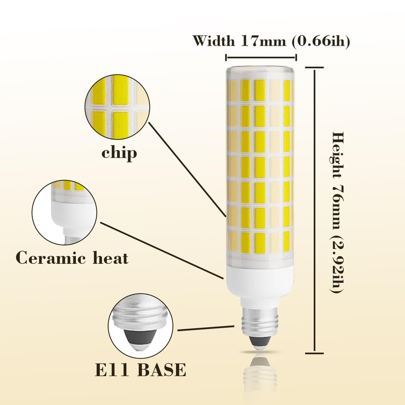 Chinnor E11 Led Bulb 75w 100w Equivalent Dimmable,Daylight 6000K,T3 T4