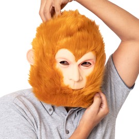 Clearstone Rubber Mask Cosplay Halloween Animal Mask Real Mask Rubber Monkey Monkey Headwear Unisex Brown Costume