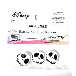 Disney's Nightmare Before Christmas Jack Skellington Buttons by Dress It Up Buttons and Embellishments - 3 Pieces - Jack Smile
