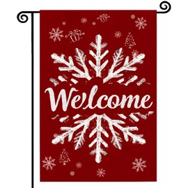 Christmas Winter Welcome Garden Flag,Snowflake Yard Flags,12x18 Inch Double Sided Burlap, for Outdoor Outside Holiday Xmas Party Decoration