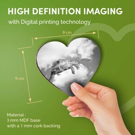 Destination Vinyl ltd Great Coasters (Set of 4) Heart - BW - Cute Frisbee Turtle ny Animal Pets Drink Glossy Coasters/Tabletop Protection for Any Table Type #40999