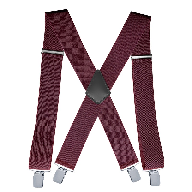 Wide X-Back Suspenders for Men – Adjustable 4-Clip Elastic Straps