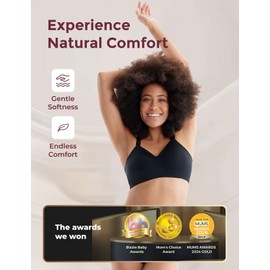 momcozy Nursing Bras for Breastfeeding, YN21 Seamless Ultra Comfort Maternity Bra, Natural Shape, Pregnancy Sleep Bralette Black