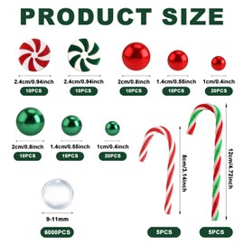 PEUTIER 120pcs Christmas Vase Filler, Floating Vase Filler Christmas Christmas Vase Filler Beads Candy Cane Christmas Vase Filler Pearl with 6000pcs Water Gel Beads for Home Dinning Table Decorations