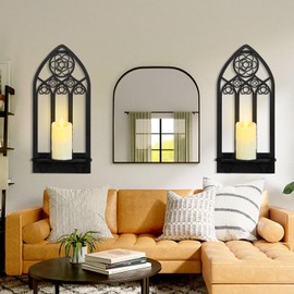Zzbakress 2 Pcs Gothic Sconces Wall Decor Black Goth Decor Arched Church Wall Gothic Decor Art Gothic Bathroom Decor Gothic Home Decor for Living Room Kitchen Dinner Room (Elegant)