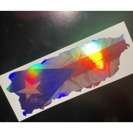 Egl Holographic DISTRESSED PUERTO RICO FLAG DECAL STICKER MAP  Car Truck  Jdm coqui