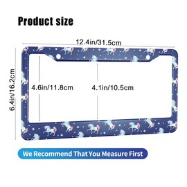 HOSNYE Unicorn Silhouette License Plate Frame Magic Unicorn with Star Metal License Plate Cover Front Plates Frames Car Tag Frame for Women Men US Vehicles Standard