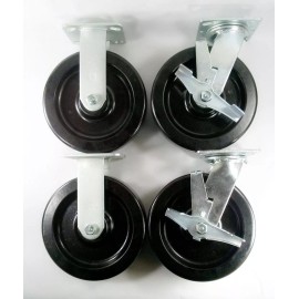Hy-Weld 8" x 2" Phenolic Wheel Caster - Rigid (2EA) & Swivel with Brake (2EA)