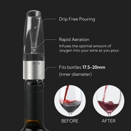 KITCHENDAO 2-in-1 Wine Aerator Pourer and Stopper, Premium Wine Air Aerator Pourer Decanter Spout Dispenser No Drip or Spill,Improve Taste and Bouquet Instantly - Dishwasher Safe,BPA Free,Black
