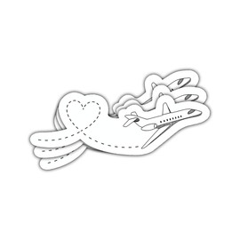 3Pcs Heart Air Plane Sticker Long Distance Couple Sticker Funny Airplane Travel Gift for Aviation Jet Flying Stickers Airplane Line Pilots Car Decal for Laptop Bottle Notebook Toolbox Hard Hat 3"