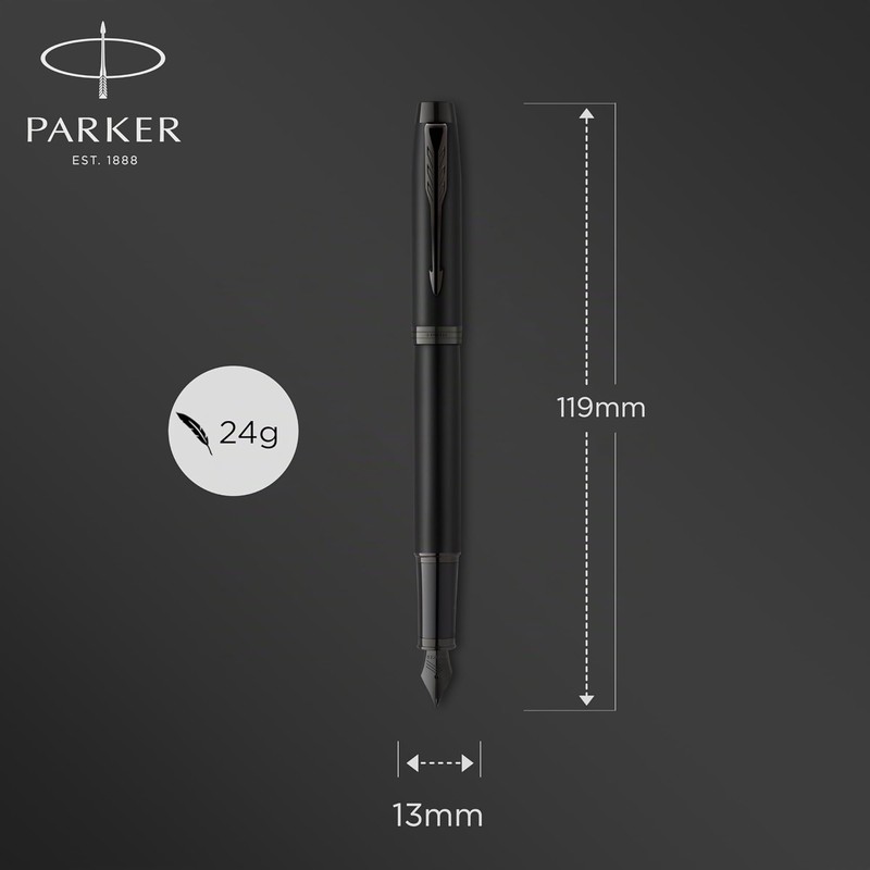 Parker IM Fountain Pen, Matt Black with Black Trim, Fountain