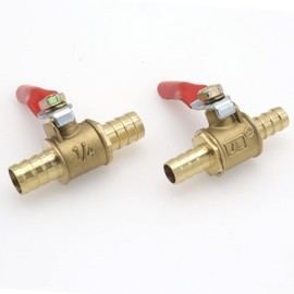 Joyangy 2pcs 5/16" Brass Water Shut Off Ball Valve, 5/16 Inch Water Turn Off Ball Valve, 8mm Hose ID Barb Ball Valve for Air, Water 8mm Tubing