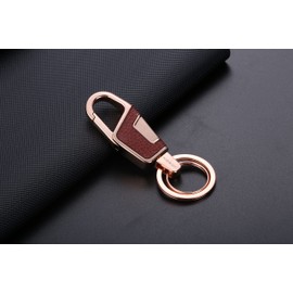 AIXUAN Zinc Alloy and Gold Leather Keychain, 2 Keys Rings,Comes with Gift Box (Type 17)