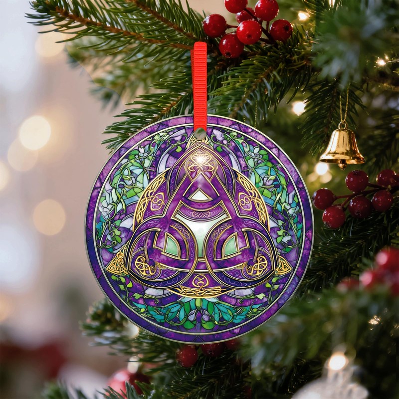 Adorno de Navidad con nudo de triángulo celta para árbol