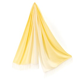 Pashmina Collection 100% Silk Stole Gradient Umbrella Celebration Gift Box Included, yellow freesia