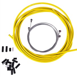 Keenso Bike Brake Shifter Cable Housing Set, Universal Bicycle Brake & Rear Derailleur, for Mountain Road Bike Replacement, Bike Gear Cable (Yellow)