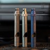 TITANER Titanium EDC Whistle - Anodized Yellow & Hand-Carved Meteorite