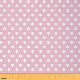 Polka Dots Fabric by The Yard,Cartoon French Style Princess Pink White Decorative Fabric,Modern Geometric Circles Quilting Supplies for Sewing,Kawaii Dots DIY Crafts,3 Yards,108" L x 59" W
