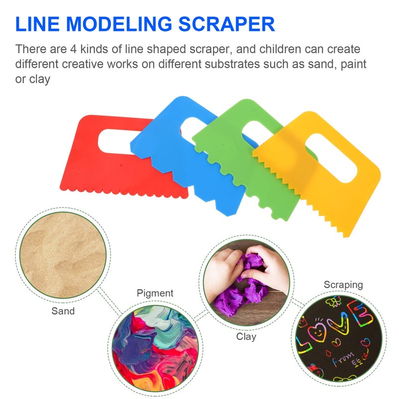 4pcs Plastic Paint Scraper Tool, Plastic Textured Paint Supplies Graffiti