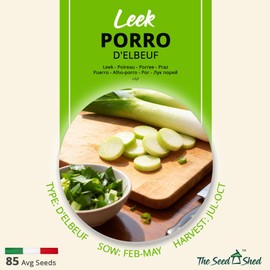 Leek Seeds – Porro D’Elbeuf – Long White Stems – Early & Hardy Variety – High Yield Italian Type