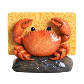 WAIT FLY Resin Crab Sponge Holder for Kitchen Sink Counter, Sponge Dish Rack, Sink Caddy Organizer, Crab Scouring Pad and Dish Sponge Holder
