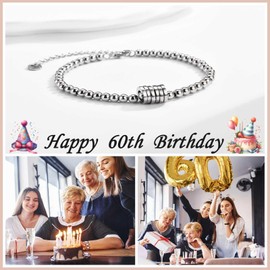 KORAS 60th Birthday Gifts for Women, Birthday Bracelet Gifts for 60 Year Old Women, 60th Birthday Presents for Mum Grandma Friend Sister