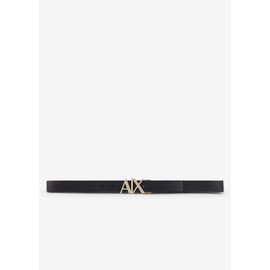 A|X Armani Exchange Men's Gold Ax Buckle Reversible Hinge Belt, Black/Blue Navy, 34