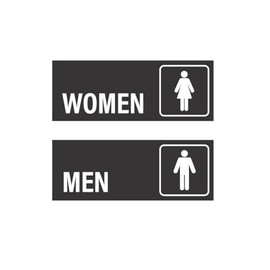 Restroom Bathroom Toilet Men Women Sign Tag Engraved Plate Plaque Office Business Desk Door Wall aluminum 8" x 3"